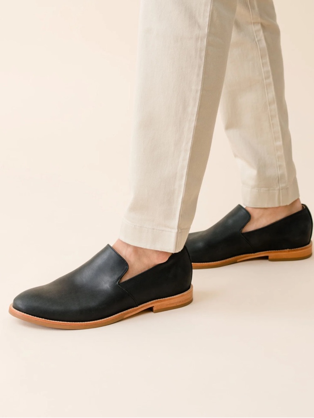 Portland Leather Patina Black Leather Round Toe Women’s Loafers‎ 8.5 Slip Ons